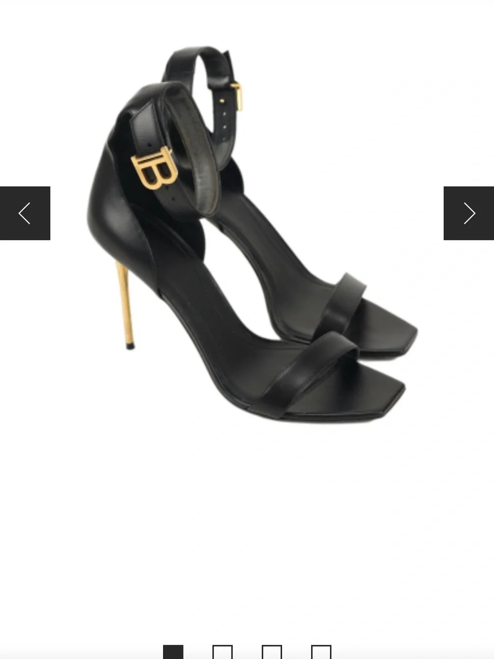 Balmain Black Leather Square-Toe Ankle-Strap Heels